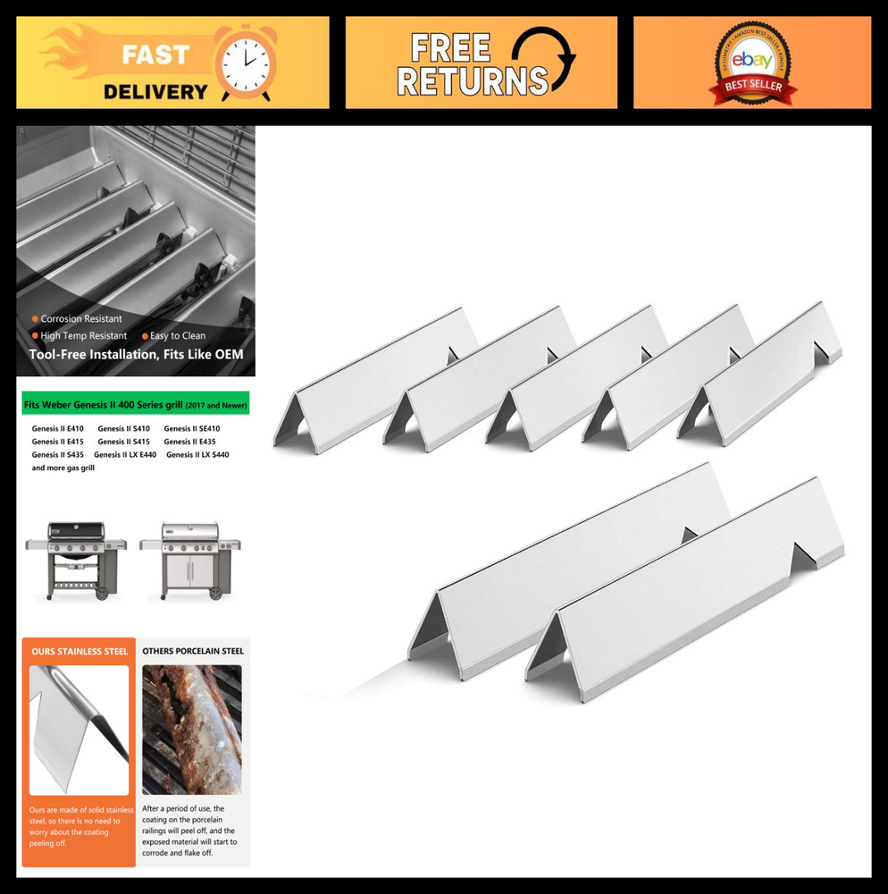 17.125″ Stainless Steel Flavorizer Bars 7-Pack for Genesis II E-410 Grill & More