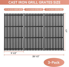 463242715 – 17 Inch Cast Iron Grill Grates for Charbroil TRU Infrared Grill, Coo