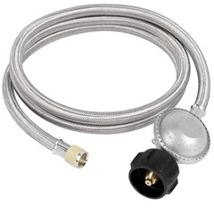 6FT Stainless Braided Propane Hose and Regulator 3/8″ Female for QCC1/Type1 Tank