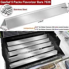 5-Pack Stainless Steel -24.5 inch Grill Parts Replacement for Weber Genesis 300