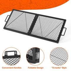 onlyfire Foldable X‑Marks Heavy‑Duty Steel Fire Pit Grate, 44 X 15‑Inch