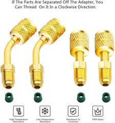 R410A Adapter 5/16 inches SAE Female to 1/4 inches SAE 1 Straight + 1 Angled