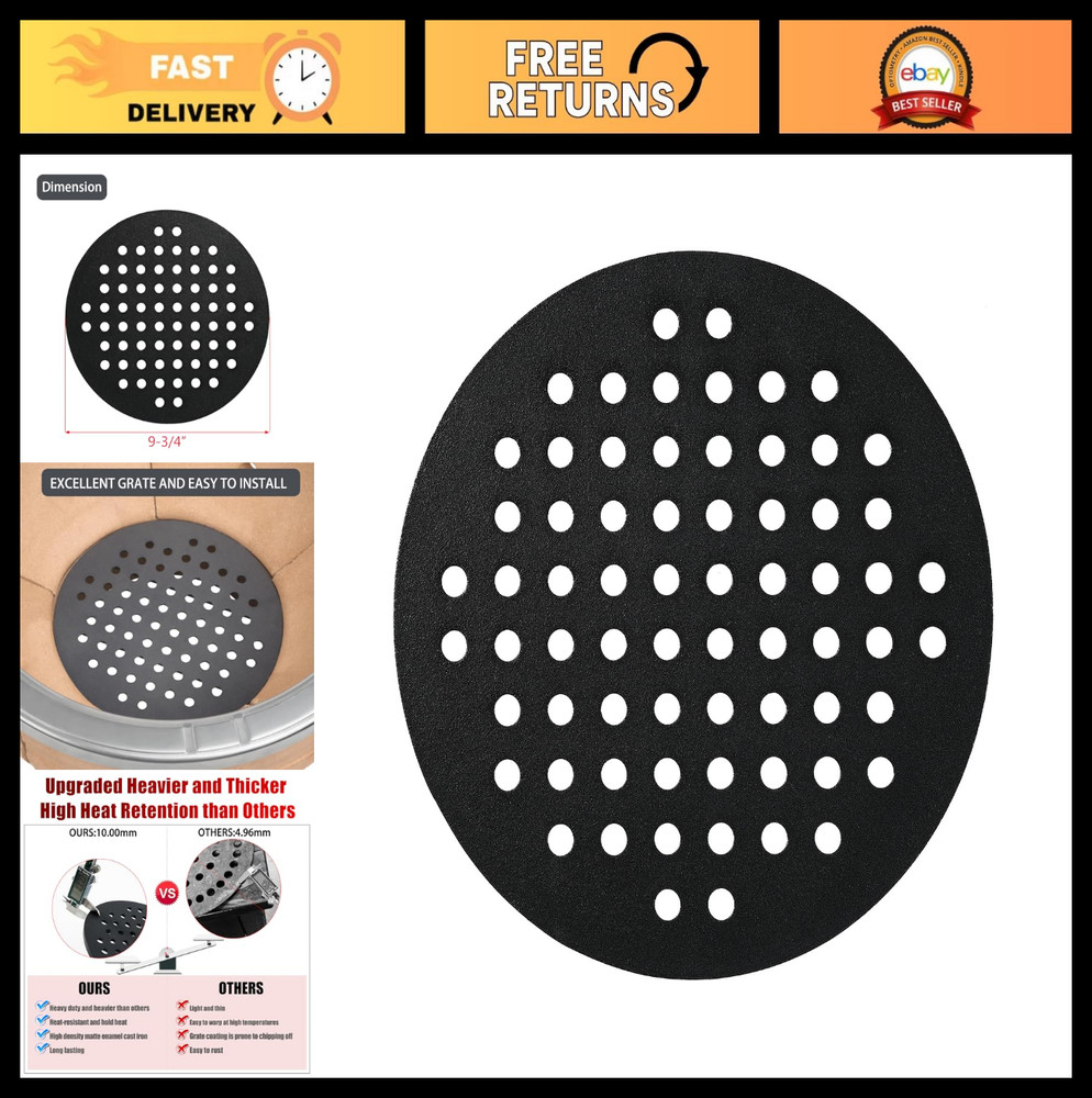 9.75″ Cast Iron Fire Grate Replacement for 18″ Kamado Joe Classic Grill Parts