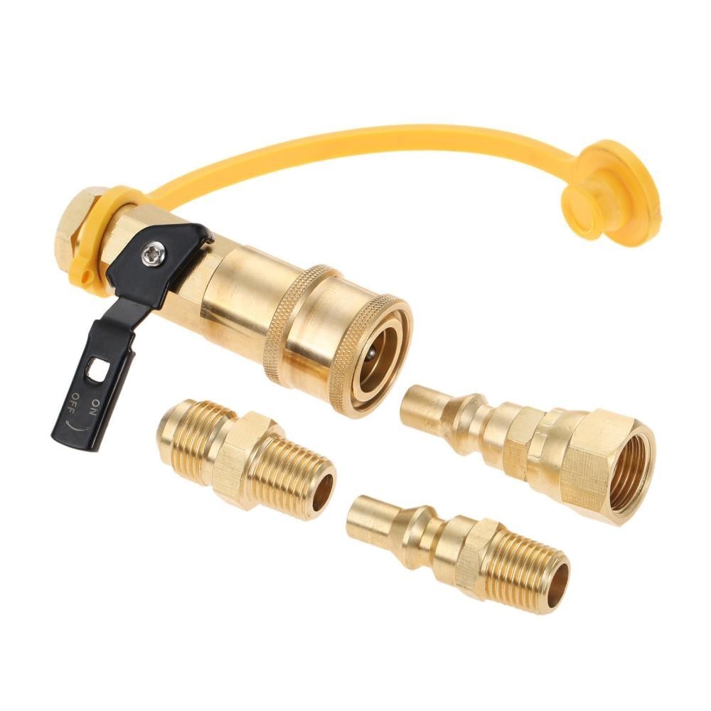 BBQ Grill 1/4″ RV Quick Connect Propane Adapter Assembly Kit W/ 3/8″ Male Flare
