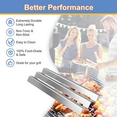 Stainless Steel Grill Heat Plate Tent Shields for Gas Grills, 16.5″, Pack of 4