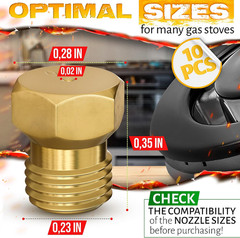 Natural Gas Orifice Conversion Kit – Propane Orifice Kit 10 Pcs Brass Jet Nozzle