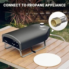Stainless Braided Propane 5FT Hose Gas Grill Regulator Hose w/ Gauge, 3/8″ Flare