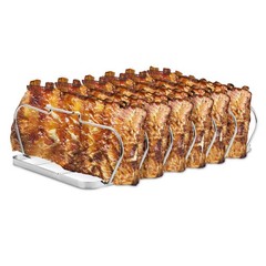 Large Rib Rack for Smoking – 6 Slots Racks Grilling – 6-Slots, Silver
