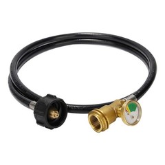 Roastove 5 Feet Propane Tank Extension Hose with 5 With Gauge, Black