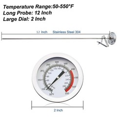 Deep Fry Turkey Candy Thermometer(2 Pack) with 12″ Probe Length (2 Packs)