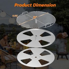 21.5” Stainless Steel Cooking Grate with Rotatable Heat Deflector For 22-Inch We