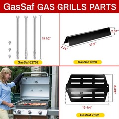 GasSaf Burner Tubes Flavorizer Bars Heat Plates for Weber Genesis 300 Series