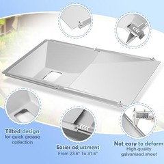 Grease Tray with Catch Pan and Foil Liner, Adjustable Drip Pan for 3/4/5 Gas