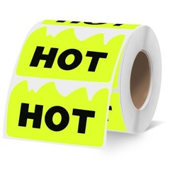 Hot Stickers 2 x 1-1/5 Inch Hot Flame Fire Shaped 600 PCS Fluorescent Yellow