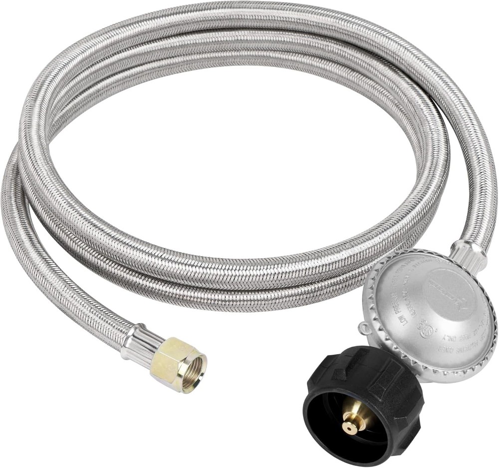 SHINESTAR 6ft Stainless Braided Propane Regulator Hose 3/8″ Female Flare