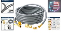 25 Feet 1/2 inch ID Natural Gas Grill Hose with Quick Connect Fittings, Natur…