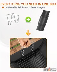Adjustable 23″-34″ Ash Pan with 2 Fire Hangers for Charcoal Grills & Smokers