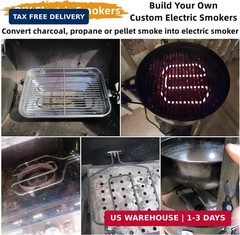 Upgrade 1650W Electric Smoker Heating Element Replacement Kit with Adjustable Th