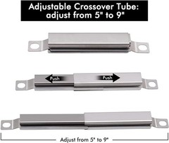 Grill Burner Heat Plate Shield Crossover Tube Igniter Kit 4 Burner 15 1/2 Inch