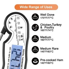 Digital Instant Read Meat Thermometer for Grilling and Black/White