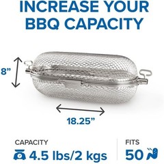Napoleon Rotisserie Grill Basket Stainless Steel Fits Standard Spit Rods Wings