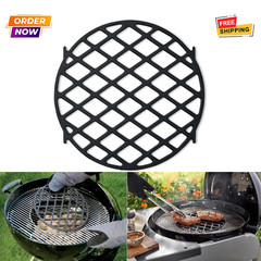 Cast-Iron BBQ Sear Grate Black Porcelain Fits 22.5″ Weber Kettle Charcoal Grills