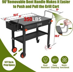 Portable Outdoor Grill Table, Blackstone Grill Stand Solid & Sturdy 31″W x 17″D
