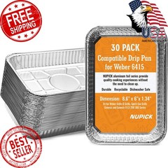 NUPICK Grill Drip Pans Weber 30 Pack