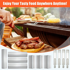 Stainless Steel 4Pcs 16631 Flame Tamer Flavor Bar and 3Pcs 16520 Heat Plate Shie