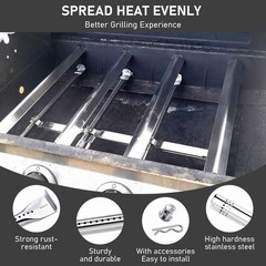 Uniflasy Grill Replacement 15.3″ Burner + 15.5″ Heat Plate 4pack, Sliver