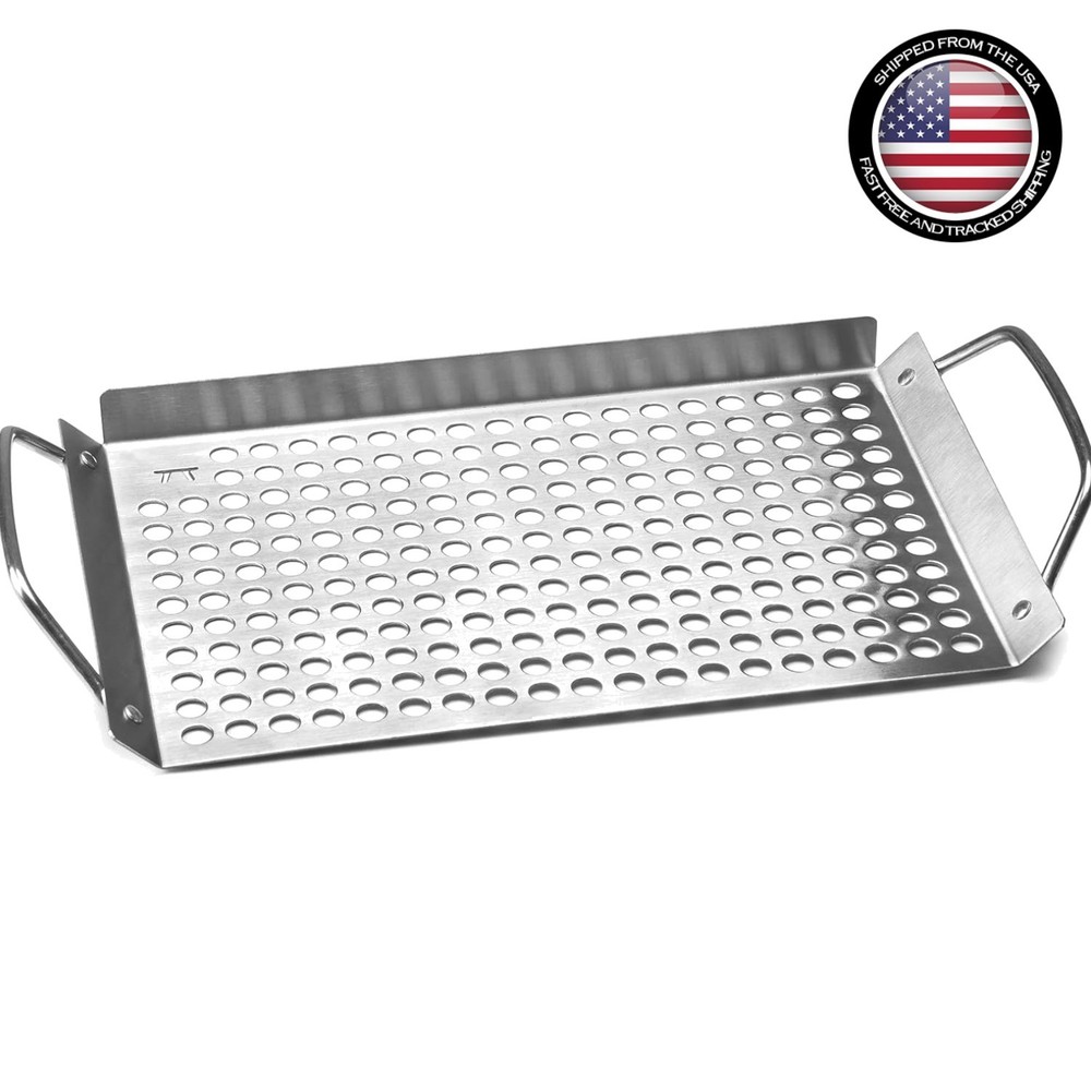 Stainless Steel Grill Topper Grid, 11×7 – Perfect for Sizzling Seafood & Veggies