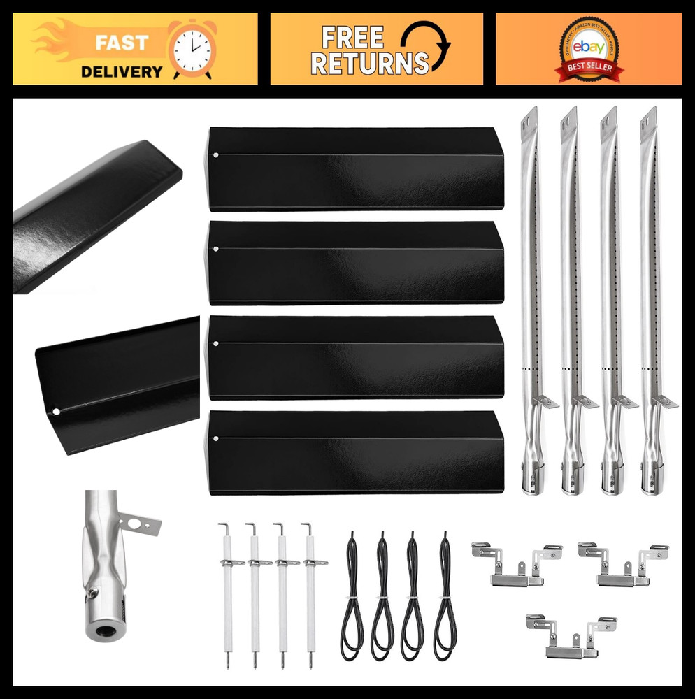 Gas Grill Replacement Parts – Burner, Heat Plate, Tubes & Ignitors Kit for Model