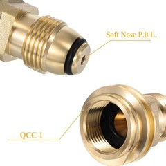 2PCS POL to QCC1 Propane Tank Adapter 100 lbs LP Tank Valve to Type-1 Fitting