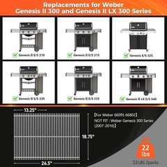 Qulimetal 18.75″ 9MM Grill Grates for Weber Genesis II, Grill Parts for Weber Ge