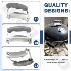 80672 Charcoal Lid Handle & Shield Kit Compatible with Weber Many Grills Cha-Rco