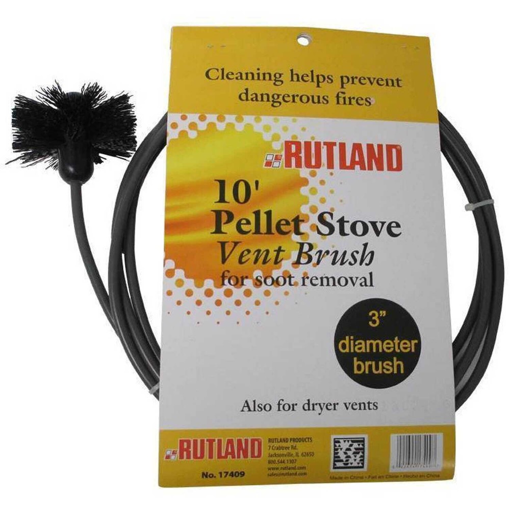 Pellet stove vent pipe cleaning kit by Rutland (3″ Brush With 10′ Flex Handle):