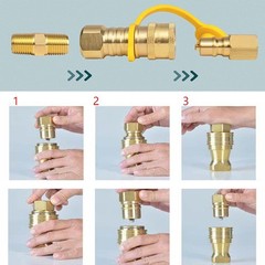 3/8 Inch Natural Gas Quick Connect Fittings, 100% Solid Brass LP Gas Propane …