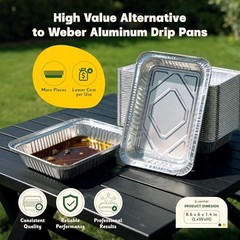8.6″ x 6″ Grill Drip Pans Compatible with Weber Q, Spirit & Genesis 25 Pack