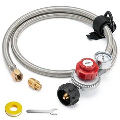 5FT 3/8″ Braided Hose High Pressure 0-30 PSI Propane Regulator Kit with Gauge