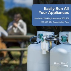 RecPro RV Propane Gas Regulator 2-Stage Auto Changeover 250 PSI