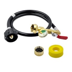 3foot propane refill hose adapter for QCC with brass gauge and protective cover