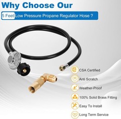 5ft Propane Regulator & Hose with Elbow Adapter for Blackstone Griddles