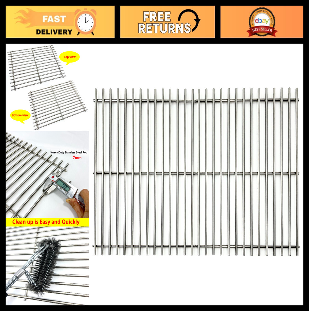 Stainless Steel Cooking Grates 17″x12.5″ Replacement for Gas Grills – Set of 2