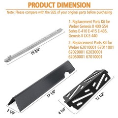 Grill Replacement Parts for Genesis II E-410, S-410, LX E-440, Flavorizer Bars &