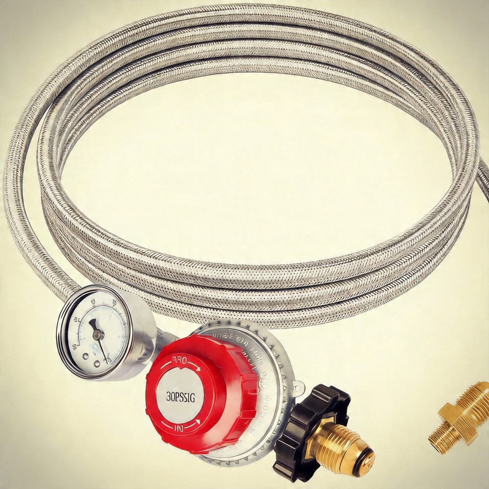 3/8″ Universal High Pressure Propane Regulator 12FT BBQ Fryer Gas Hose Line