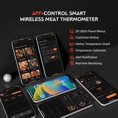 Wireless Meat Thermometer – 5G Wi-Fi and 5.4 Bluetooth Multicolored