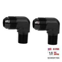 12AN Male Flare to 1/2 NPT Pipe Male 90 12AN to 1/2 NPT Black, 90 Degree – 2PCS