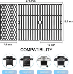 Cast Iron Cooking Grates for Dynaglo 4 & 5 Burner Grill Grate Replacement Part,