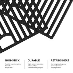 3 PCS 17 Inch Cast Iron Grill Grates Cooking Grid For Nexgrill 6 Burner