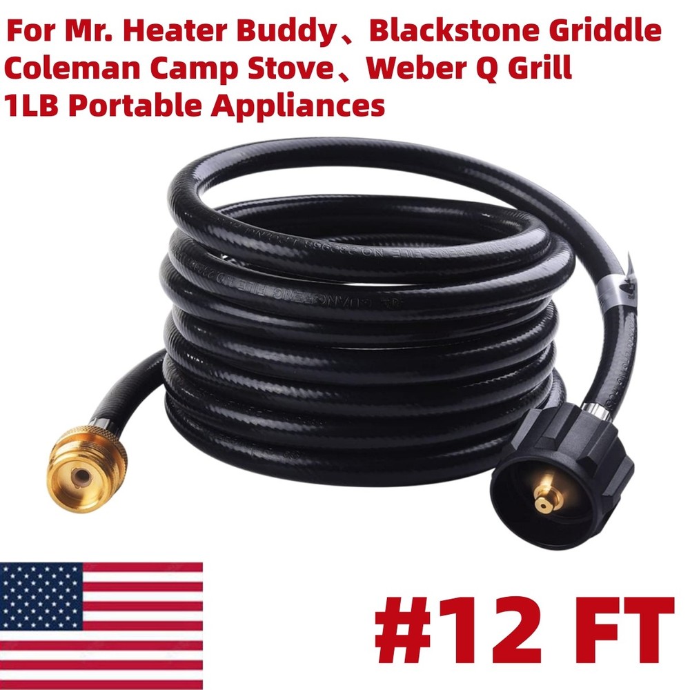 12FT QCC1/ Type 1 Propane Hose Adapter for Weber Q Blackstone Buddy Heater